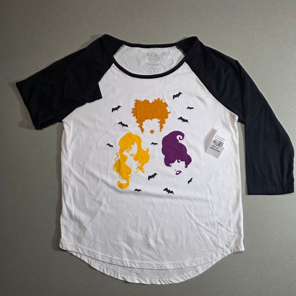 Disney Hocus Pocus Spirit Halloween Raglan Shirt Sanderson Sisters Large L